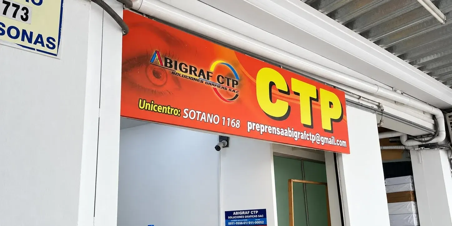 Fachada del stand 1168 de Abigraf CTP en el sótano de Unicentro